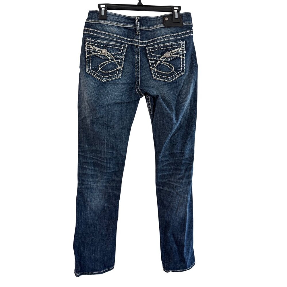 Silver Jeans Co. Suki Stretch Denim Jeans W29/L32 Mid-Rise Blue Contrast Stitch